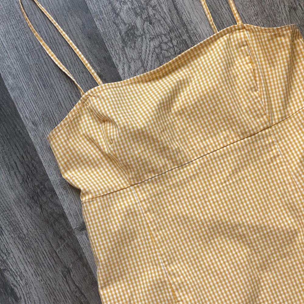 Yellow Plaid Thin Strap Dress